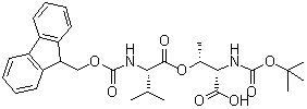 structure of CAS# 887707-95-1, N-[(1,1-Dimethylethoxy)carbonyl]-O-[N-[(9H-fluoren-9-ylmethoxy)carbonyl]-L-valyl]-L-threonine