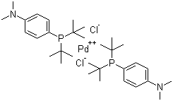 Bis(di-tert-butyl(4-dimethylaminophenyl)phosphine)dichloropalladium (II) molecular structure (CAS 887919-35-9)