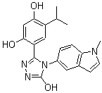 structure of CAS# 888216-25-9, Ganetespib;3-(2,4-Dihydroxy-5-isopropylphenyl)-4-(1-methylindol-5-yl)-5-hydroxy-4H-1,2,4-triazole; 5-[2,4-Dihydroxy-5-(1-methylethyl)phenyl]-2,4-dihydro-4-(1-methyl-1H-indol-5-yl)-3H-1,2,4-triazol-3-one