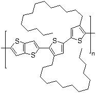 structure of CAS# 888491-19-8, Lisicon SP 210;Poly(2,5-bis(3-tetradecylthiophen-2-yl)thieno[3,2-b]thiophene); Poly[thieno[3,2-b]thiophene-2,5-diyl(4,4'-ditetradecyl[2,2'-bithiophene]-5,5'-diyl)]