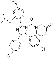 4-[[4,5-Bis(4-chlorophenyl)-4,5-dihydro-2-[4-methoxy-2-(1-methylethoxy)phenyl]-1H-imidazol-1-yl]carbonyl]-2-piperazinone molecular structure (CAS 890090-75-2)
