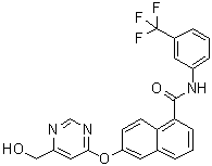 结构式 CAS# 890128-81-1, 6-[[6-(羟基甲基)-4-嘧啶基]氧基]-N-[3-(三氟甲基)苯基]-1-萘甲酰胺