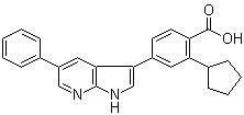 结构式 CAS# 890842-28-1, GSK 650394; 2-环戊基-4-(5-苯基-1H-吡咯并[2,3-b]吡啶-3-基)苯甲酸