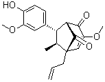 (6-exo,7-endo)-7-(4-Hydroxy-3-methoxyphenyl)-3-methoxy-6-methyl-5-(2-propenyl)bicyclo[3.2.1]oct-3-ene-2,8-dione molecular structure (CAS 89104-59-6)