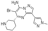 6-Bromo-3-(1-methyl-1H-pyrazol-4-yl)-5-(3R)-3-piperidinylpyrazolo[1,5-a]pyrimidin-7-amine molecular structure (CAS 891494-63-6)