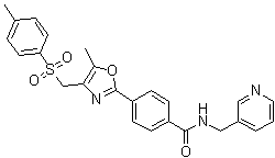 structure of CAS# 894187-61-2, 4-[5-Methyl-4-[[(4-methylphenyl)sulfonyl]methyl]-2-oxazolyl]-N-(3-pyridinylmethyl)benzamide