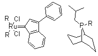 结构式 CAS# 894423-99-5, 双[9-(2-甲基丙基)-9-磷杂二环[3.3.1]壬烷](3-苯基-1H-茚-1-亚基)二氯化钌