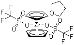 structure of CAS# 89672-77-5, Bis(cyclopentadienyl)bis(trifluoromethanesulfonato)(tetrahydrofuran)zirconium ;Bis(5-2,4-cyclopentadien-1-yl)(tetrahydrofuran)bis(1,1,1-trifluoromethanesulfonato-O)zirconium stereoisomer