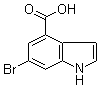 结构式 CAS# 898746-91-3, 6-溴-1H-吲哚-4-羧酸