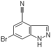 structure of CAS# 898747-00-7, 6-Bromo-1H-indazole-4-carbonitrile