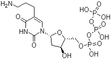 ((2R,3S,5R)-5-(5-(3-Aminopropyl)-2,4-dioxo-3,4-dihydropyrimidin-1(2H)-yl)-3-hydroxytetrahydrofuran-2-yl)methyl tetrahydrogen triphosphate molecular structure (CAS 90015-82-0)