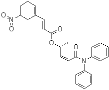 (2E)-3-(5-Nitro-1-cyclohexen-1-yl)-2-propenoic acid (1R,2Z)-4-(diphenylamino)-1-methyl-4-oxo-2-buten-1-yl ester molecular structure (CAS 900186-73-4)