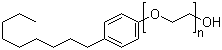structure of CAS# 9016-45-9, Nonylphenoxypoly(ethyleneoxy)ethanol;Ethoxylated nonylphenol; Nonylphenol polyethylene glycol ether; Nonylphenol polyoxyethylene ether