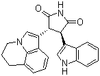 structure of CAS# 905854-02-6, Tivantinib;ARQ 197; (3R,4R)-3-(5,6-Dihydro-4H-pyrrolo[3,2,1-ij]quinolin-1-yl)-4-(1H-indol-3-yl)pyrrolidine-2,5-dione