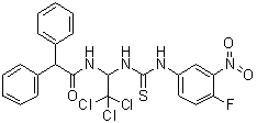 structure of CAS# 905973-89-9, alpha-Phenyl-N-[2,2,2-trichloro-1-[[[(4-fluoro-3-nitrophenyl)amino]thioxomethyl]amino]ethyl]-benzeneacetamide;CGK 733