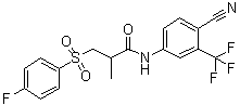 N-[4-Cyano-3-(trifluoromethyl)phenyl]-3-[(4-fluorophenyl)sulfonyl]-2-methylpropanamide molecular structure (CAS 906008-94-4)