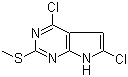 4,6-Dichloro-2-(methylthio)-7H-pyrrolo[2,3-d]pyrimidine molecular structure (CAS 90662-12-7)