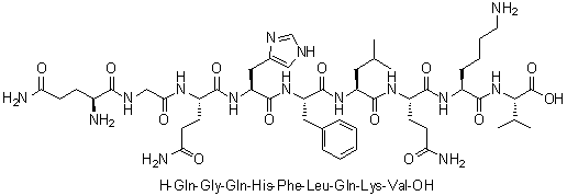 L-Glutaminylglycyl-L-glutaminyl-L-histidyl-L-phenylalanyl-L-leucyl-L-glutaminyl-L-lysyl-L-valine molecular structure (CAS 907625-67-6)