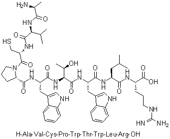 L-Alanyl-L-valyl-L-cysteinyl-L-prolyl-L-tryptophyl-L-threonyl-L-tryptophyl-L-leucyl-L-arginine molecular structure (CAS 907625-68-7)