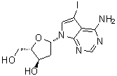 7-(2-Deoxy-beta-L-erythro-pentofuranosyl)-5-iodo-7H-pyrrolo[2,3-d]pyrimidin-4-amine molecular structure (CAS 908130-61-0)