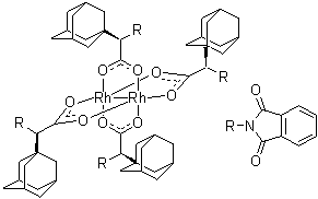 结构式 CAS# 909393-65-3, 四[mu-[(alphaR)-1,3-二氢-1,3-二氧代-alpha-金刚烷-1-基-2H-异吲哚-2-乙酸]]二铑