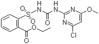 结构式 CAS# 90982-32-4, 氯嘧黄隆; 氯嘧磺隆; 3-(4-氯-6-甲氧基嘧啶-2-基)-1-(2-乙氧基甲酰基苯基)磺酰脲