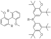 structure of CAS# 910134-30-4, [(1S)-6,6'-Dimethoxy[1,1'-biphenyl]-2,2'-diyl]bis[bis[3,5-bis(1,1-dimethylethyl)-4-methoxyphenyl]phosphine