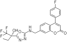 4-(4-氟苯基)-7-[[[5-[(1S)-1-羟基-1-(三氟甲基)丙基]-1,3,4-恶二唑-2-基]氨基]甲基]-2H-1-苯并吡喃-2-酮分子结构 (CAS 910656-27-8)
