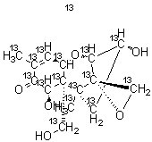 (3alpha,7alpha)-12,13-Epoxy-3,7,15-trihydroxy-trichothec-9-en-8-one-<sup>13</sup>C<sub>15</sub> molecular structure (CAS 911392-36-4)