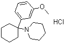 1-[1-(3-甲氧基苯基)环己基]哌啶盐酸盐分子结构 (CAS 91164-58-8)