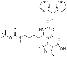 (4S,5R)-3-[(2S)-6-[[(1,1-Dimethylethoxy)carbonyl]amino]-2-[[(9H-fluoren-9-ylmethoxy)carbonyl]amino]-1-oxohexyl]-2,2,5-trimethyl-4-oxazolidinecarboxylic acid molecular structure (CAS 911838-56-7)