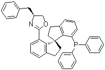 structure of CAS# 913829-88-6, (4S)-2-[(1S)-7'-(Diphenylphosphino)-2,2',3,3'-tetrahydro-1,1'-spirobi[1H-inden]-7-yl]-4,5-dihydro-4-(phenylmethyl)oxazole