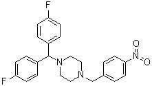 1-[Bis(4-fluorophenyl)methyl]-4-[(4-nitrophenyl)methyl]piperazine molecular structure (CAS 914349-64-7)