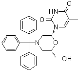 结构式 CAS# 914361-76-5, 1-[(2R,6S)-6-(羟基甲基)-4-(三苯基甲基)-2-吗啉基]-5-甲基-2,4(1H,3H)-嘧啶二酮