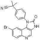 structure of CAS# 915019-53-3, 2-[4-(8-Bromo-2-oxo-2,3-dihydroimidazo[4,5-c]quinolin-1-yl)phenyl]-2-methylpropionitrile