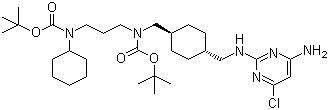 结构式 CAS# 917022-13-0, N-[[反式-4-[[(4-氨基-6-氯-2-嘧啶基)氨基]甲基]环己基]甲基]-N-[3-[环己基[(1,1-二甲基乙氧基)羰基]氨基]丙基]氨基甲酸 1,1-二甲基乙基酯