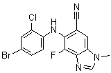 5-[(4-Bromo-2-chlorophenyl)amino]-4-fluoro-1-methyl-1H-benzimidazole-6-carbonitrile molecular structure (CAS 917980-15-5)