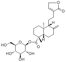 beta-D-Glucopyranose 1-[(1S,4aS,5R,8aR)-5-[2-(2,5-dihydro-2-oxo-3-furanyl)ethyl]decahydro-1,4a-dimethyl-6-methylene-1-naphthalenecarboxylate] molecular structure (CAS 919120-78-8)