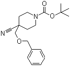 structure of CAS# 919284-64-3, 4-Cyano-4-[(phenylmethoxy)methyl]-1-piperidinecarboxylic acid tert-butyl ester