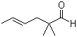 (E)-2,2-二甲基-4-己烯醛分子结构 (CAS 920-08-1)