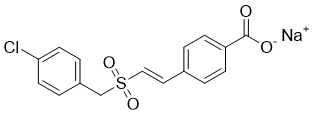structure of CAS# 922139-31-9, Recilisib sodium;sodium 4-[(E)-2-[(4-chlorophenyl)methylsulfonyl]ethenyl]benzoate