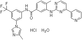 Nilotinib monohydrochloride monohydrate molecular structure (CAS 923288-90-8)