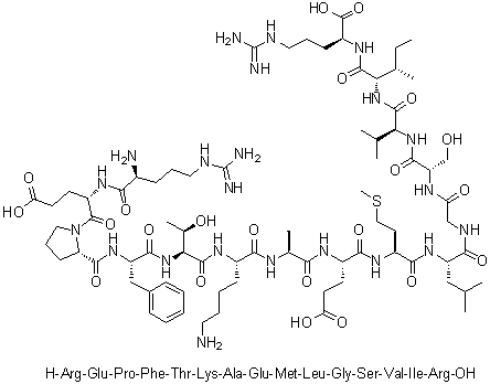 L-Arginyl-L-alpha-glutamyl-L-prolyl-L-phenylalanyl-L-threonyl-L-lysyl-L-alanyl-L-alpha-glutamyl-L-methionyl-L-leucylglycyl-L-seryl-L-valyl-L-isoleucyl-L-arginine molecular structure (CAS 928006-33-1)