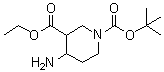 1-(叔丁氧羰基)-4-氨基哌啶-3-羧酸乙酯分子结构 (CAS 932035-01-3)