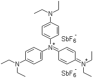 4-(Diethylamino)-N-[4-(diethylamino)phenyl]-N-[4-(diethyliminio)-2,5-cyclohexadien-1-ylidene]benzenaminium hexafluoroantimonate(1-) molecular structure (CAS 93410-50-5)