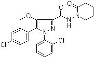 1-(2-Chlorophenyl)-5-(4-chlorophenyl)-4-methoxy-N-(2-oxo-1-piperidinyl)-1H-pyrazole-3-carboxamide molecular structure (CAS 935256-10-3)