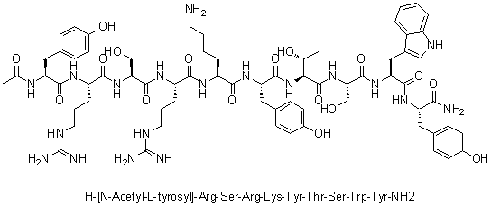 N-Acetyl-L-tyrosyl-L-arginyl-L-seryl-L-arginyl-L-lysyl-L-tyrosyl-L-threonyl-L-seryl-L-tryptophyl-L-tyrosinamide molecular structure (CAS 935288-50-9)