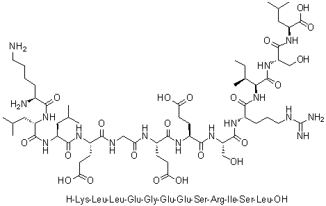 L-赖氨酰-L-亮氨酰-L-亮氨酰-L-alpha-谷氨酰甘氨酰-L-alpha-谷氨酰-L-alpha-谷氨酰-L-丝氨酰-L-精氨酰-L-异亮氨酰-L-丝氨酰-L-亮氨酸分子结构 (CAS 935511-11-8)