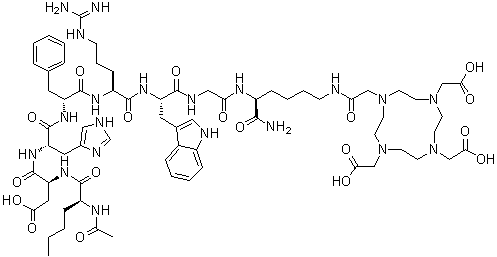 N-Acetyl-L-norleucyl-L-alpha-aspartyl-L-histidyl-D-phenylalanyl-L-arginyl-L-tryptophylglycyl-N6-[2-[4,7,10-tris(carboxymethyl)-1,4,7,10-tetraazacyclododec-1-yl]acetyl]-L-lysinamide molecular structure (CAS 935886-72-9)