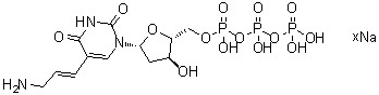 structure of CAS# 936327-10-5, 5-(3-Amino-1-propen-1-yl)-2'-deoxyuridine 5'-(tetrahydrogen triphosphate) sodium salt (1:?)